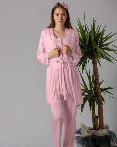 Maternity set– 3 pieces with Elegant Lace Details pink