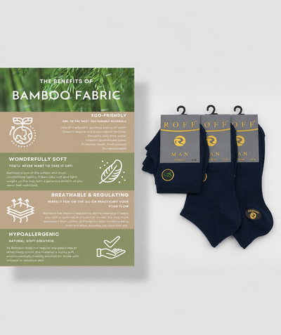 3 pairs low quarter-dark blue bamboo