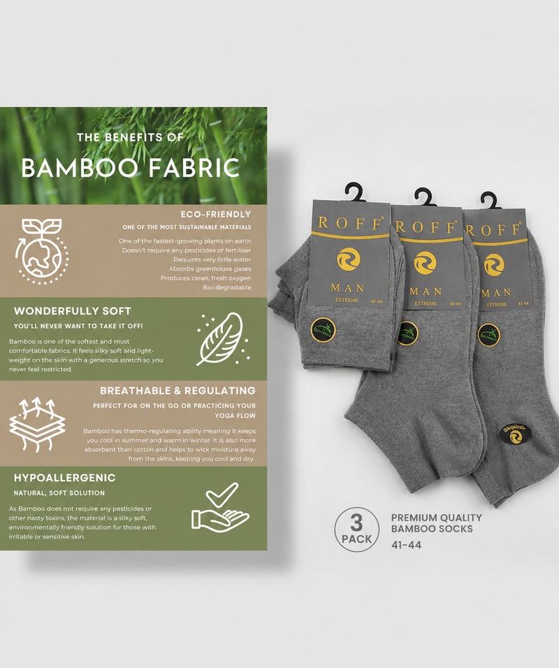 3 pairs low quarter-gray bamboo