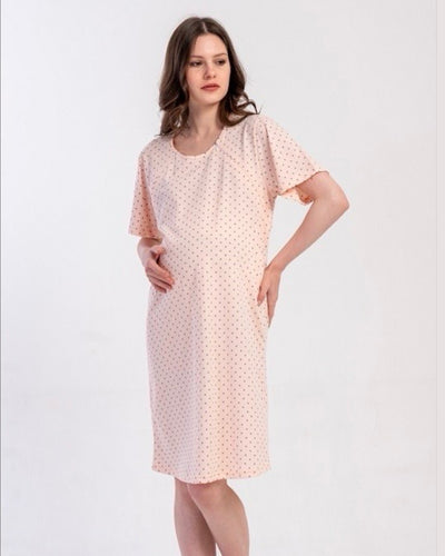 Maternity robe 100%cotton - pink
