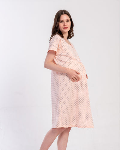 Maternity robe 100%cotton - pink