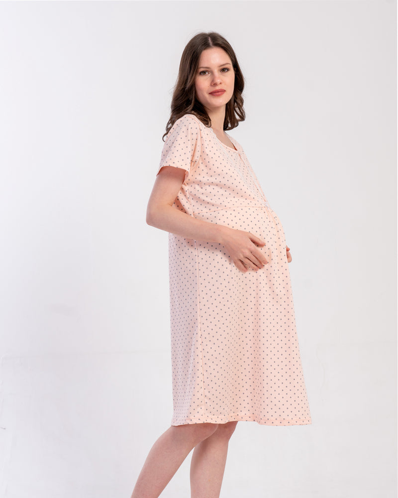 Maternity robe 100%cotton - pink