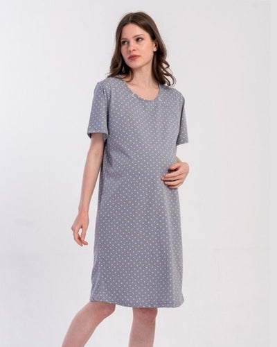 Maternity robe 100%cotton - gray