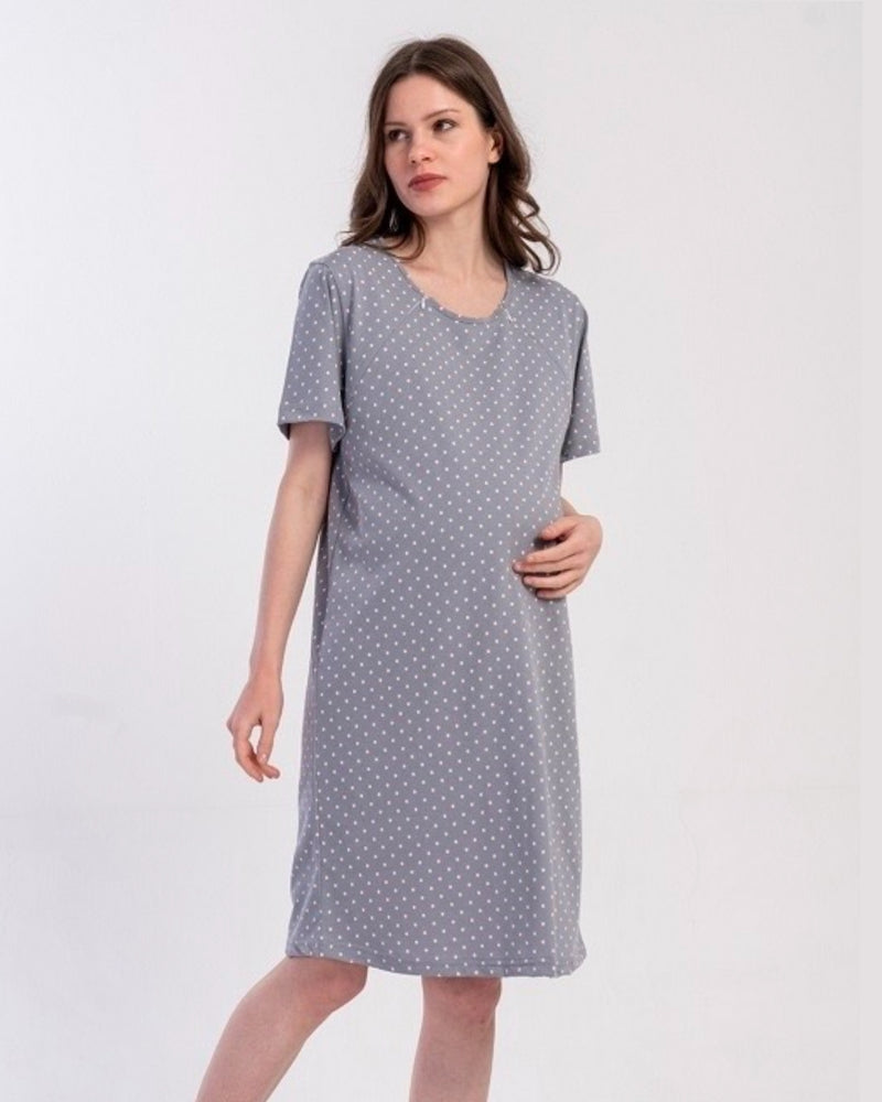 Maternity robe 100%cotton - gray