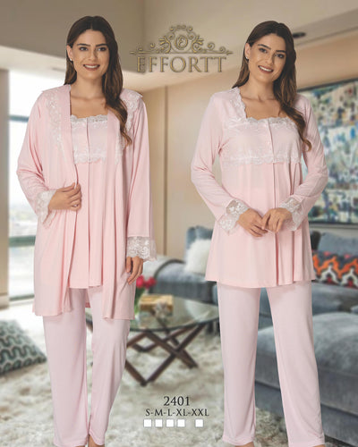 Maternity set– 3 pieces with Elegant Lace Details pink