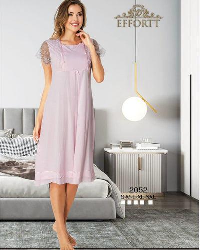 Maternity robe cotton- pink