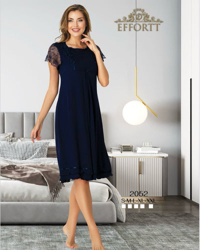 Maternity robe cotton- dark blue