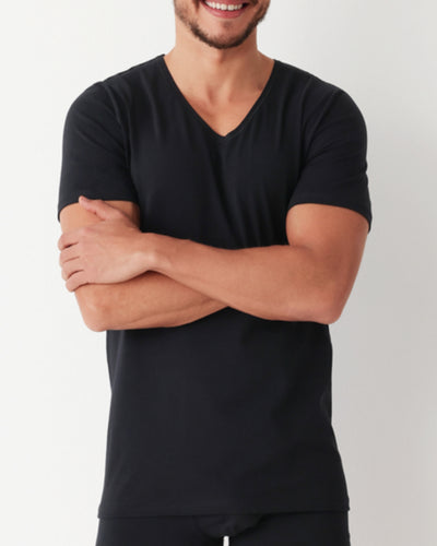 cotton V neck  black