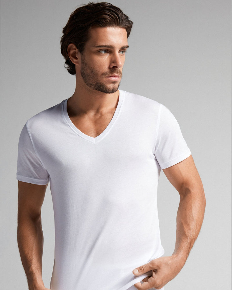 COTTON V neck  white