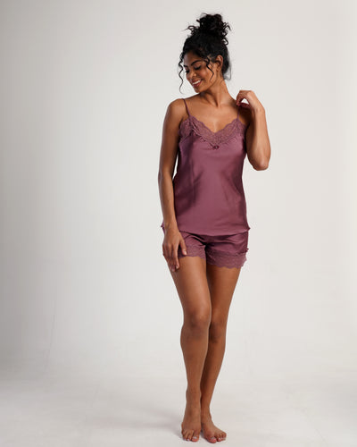 LUXURY SATIN PAJAMA BURGUNDY